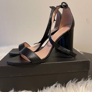 J. Crew black leather ankle strap sandals - US 11